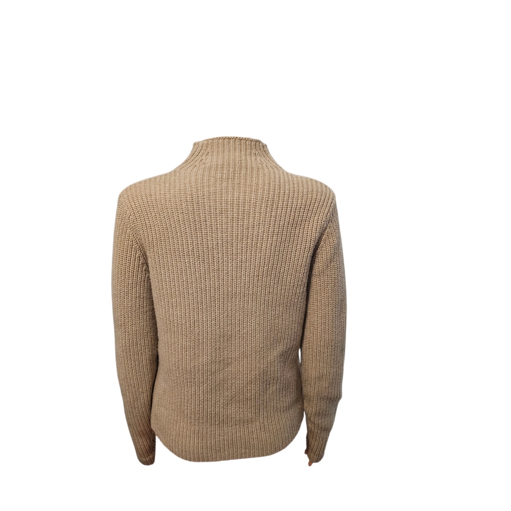 Athleta Stowe Moto Zip Merino Wool Asymetrical Beige Knit Cardigan Sweater Sz S - Picture 5 of 7